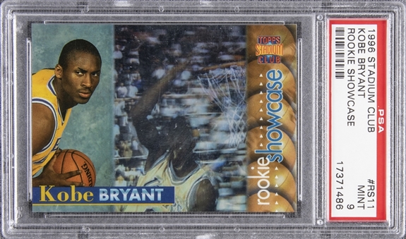 1996/97 Stadium Club "Rookie Showcase" #RS11 Kobe Bryant Rookie Card - PSA MINT 9